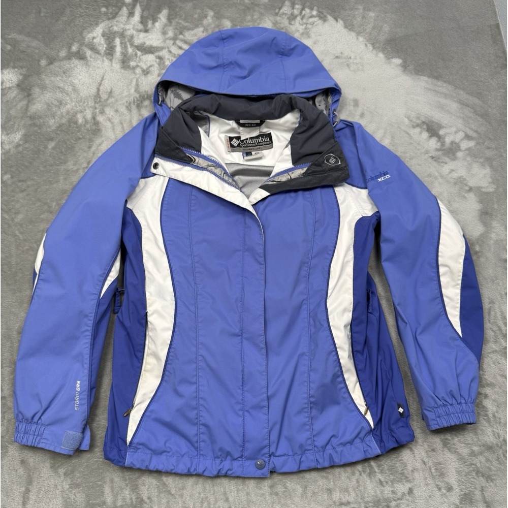 Columbia Interchange Jacket Womens Medium Blue XCO Hooded Parka Coat Retro Shell